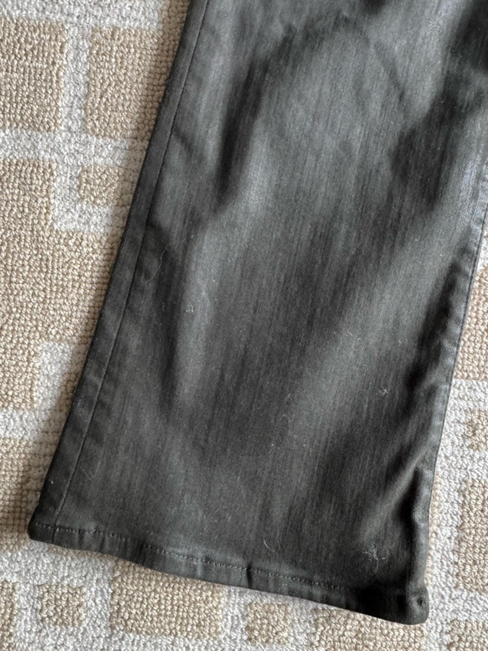 FRAME Le Crop Mini Boot Coated Jeans Olive Green Leather Look Size 29 - Picture 8 of 11
